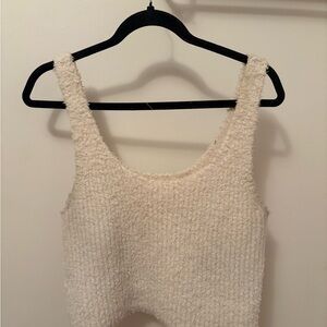 Aerie Cream Textured Tank Top Shorts- Matching Set